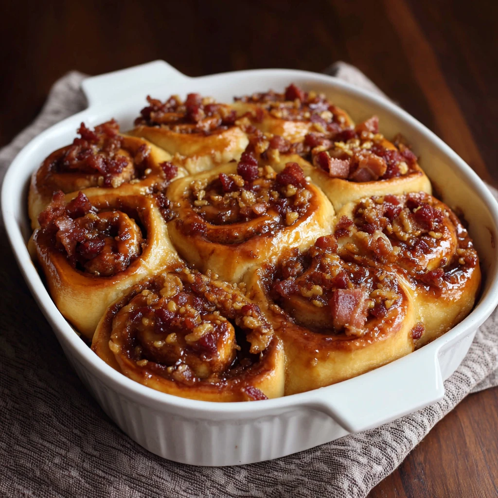 Bourbon Maple Bacon Cinnamon Rolls Recipe : Easy & Delicious