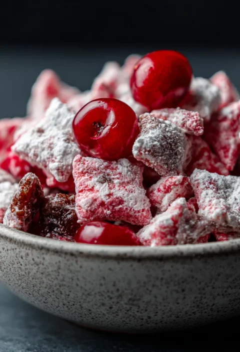 Cherry Cheesecake Puppy Chow Sweet Bake Dessert