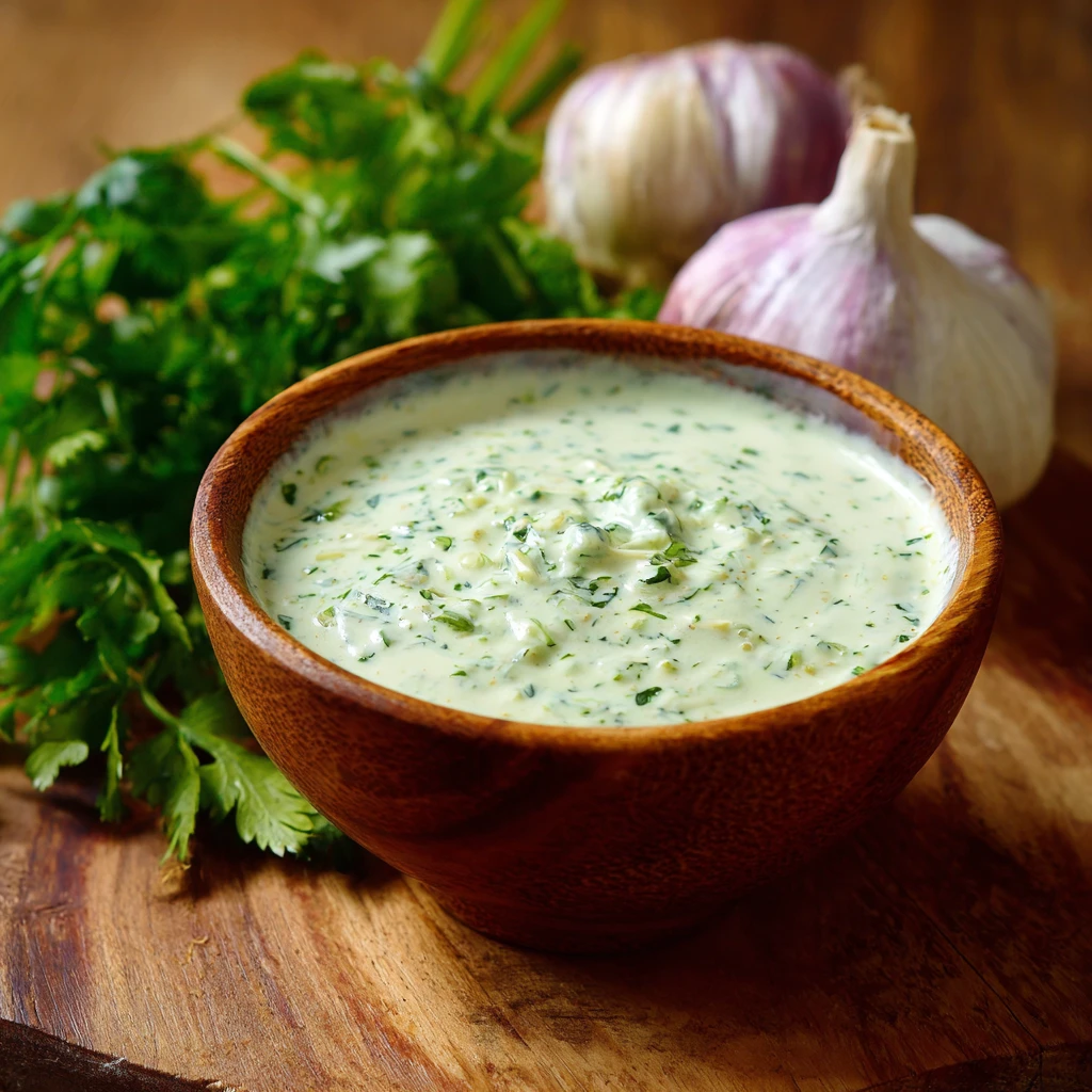 Creamy Cilantro Garlic Sauce : Super Easy