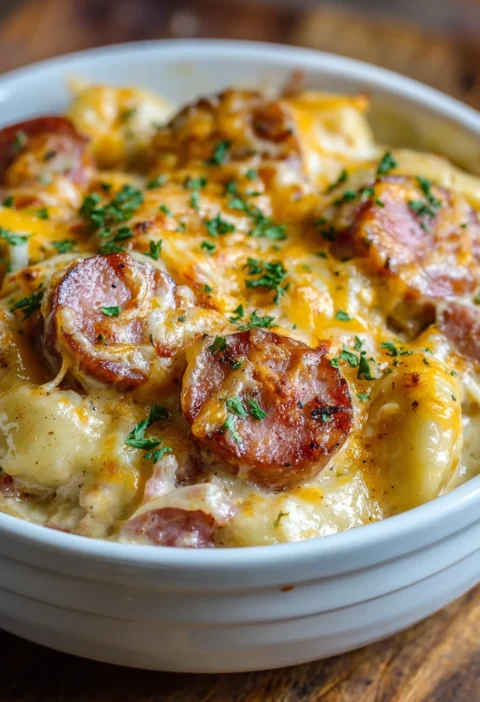 Crockpot Pierogi Casserole Kielbasa