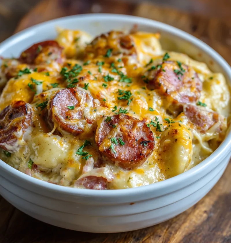 Crockpot Pierogi Casserole Kielbasa
