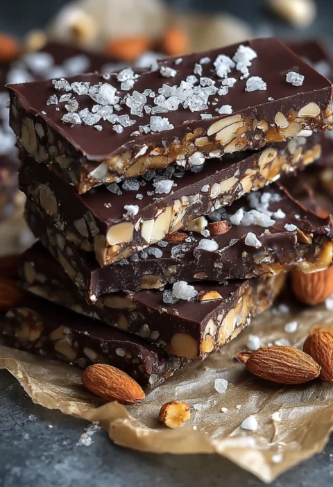 Crunchy Dark Chocolate Sea Salt Nut Bars