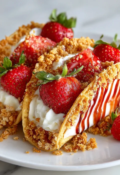Delicious Strawberry Crunch Cheesecake Tacos Sweet Crunchy Treat