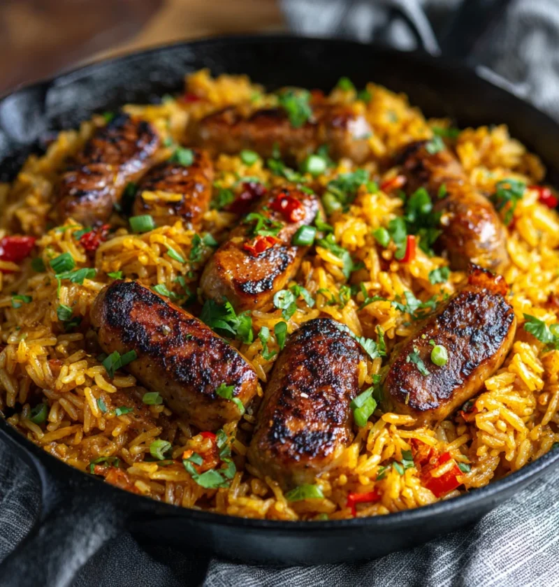 Onepan Cajun Honey Garlic Sausage Rice