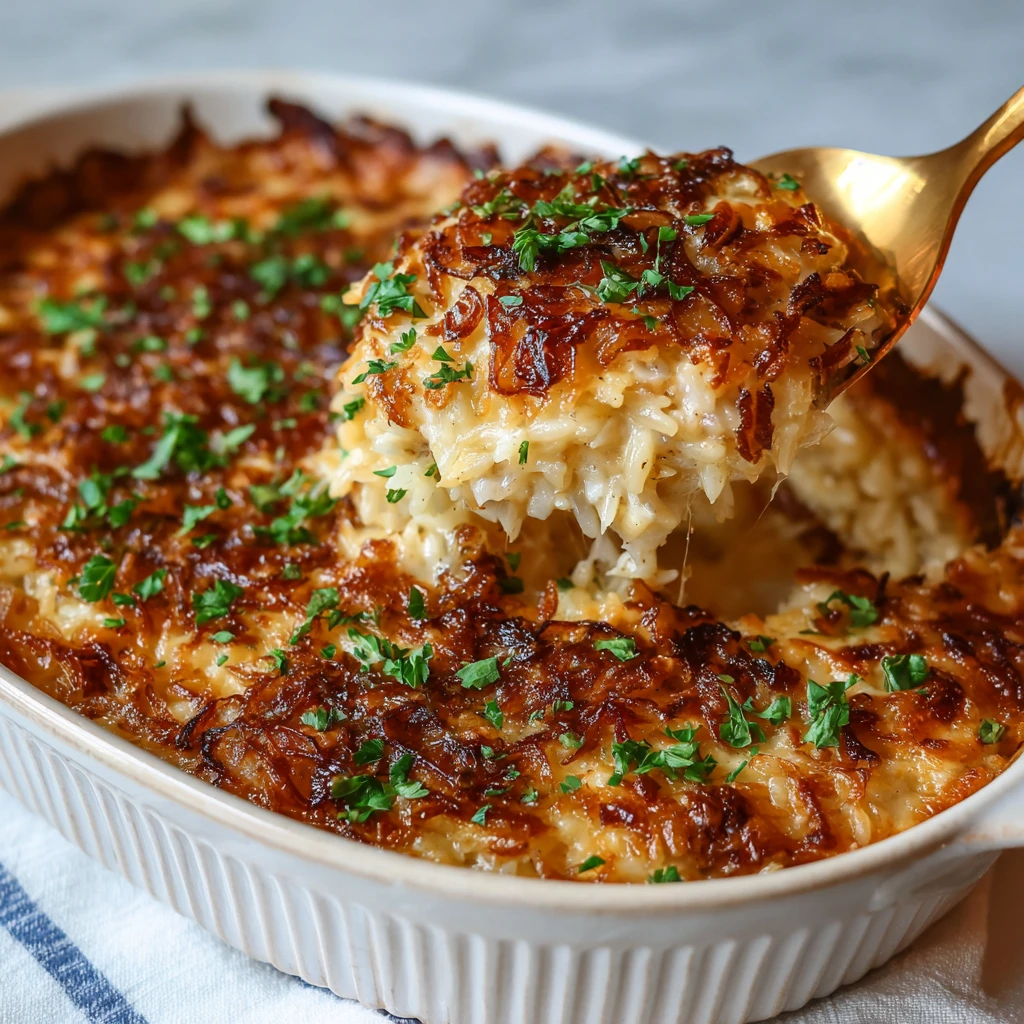 French Onion Orzo Bake : easy & Tasty
