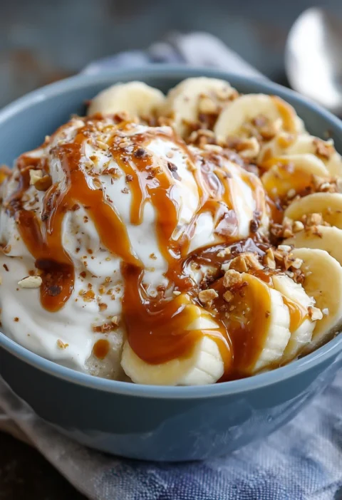 Salted Caramel Banana Yogurt Bowl