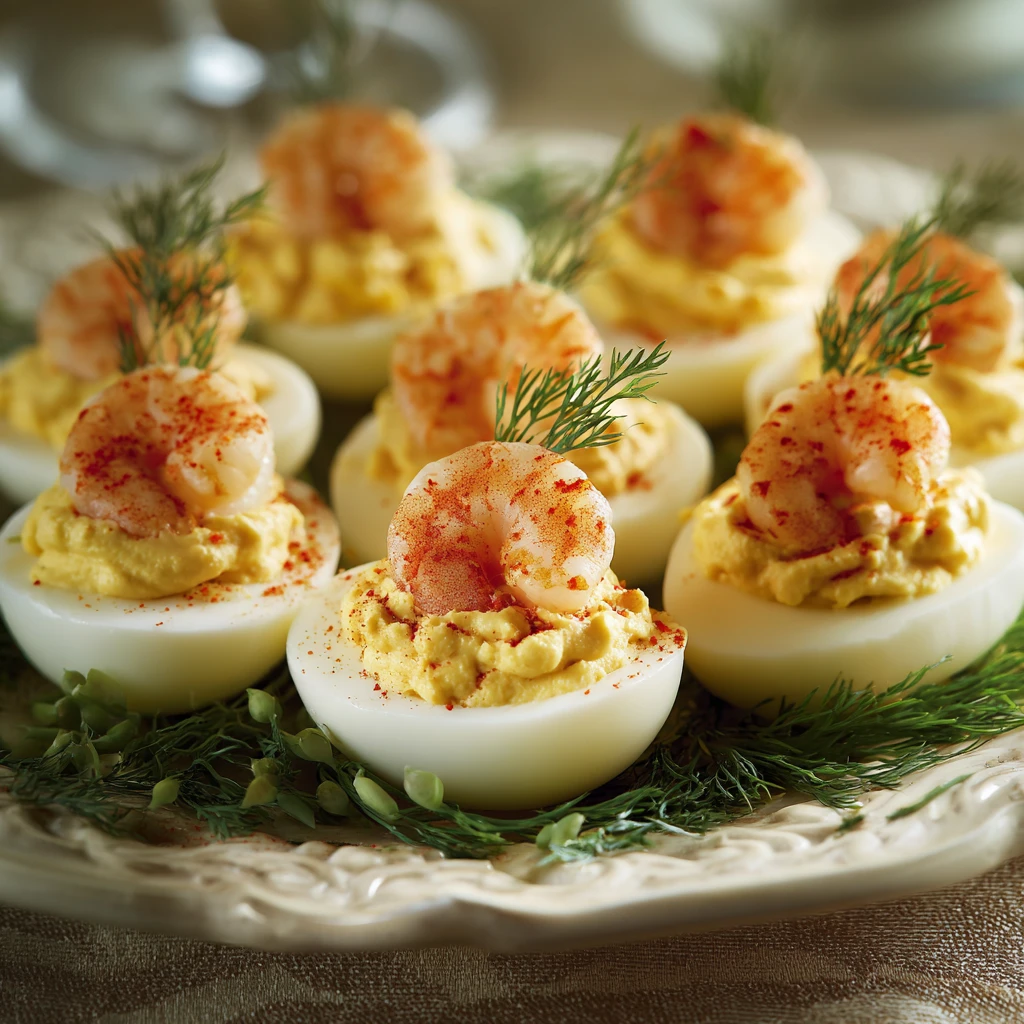 Shrimp Boil Deviled Eggs