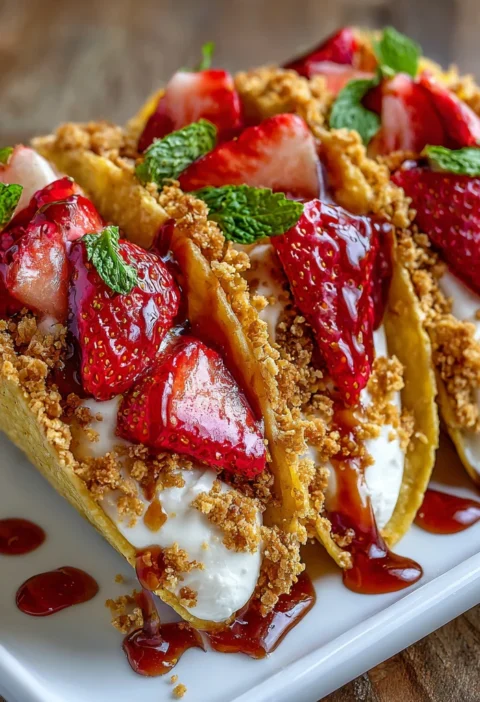 Strawberry Crunch Cheesecake Tacos Recipe