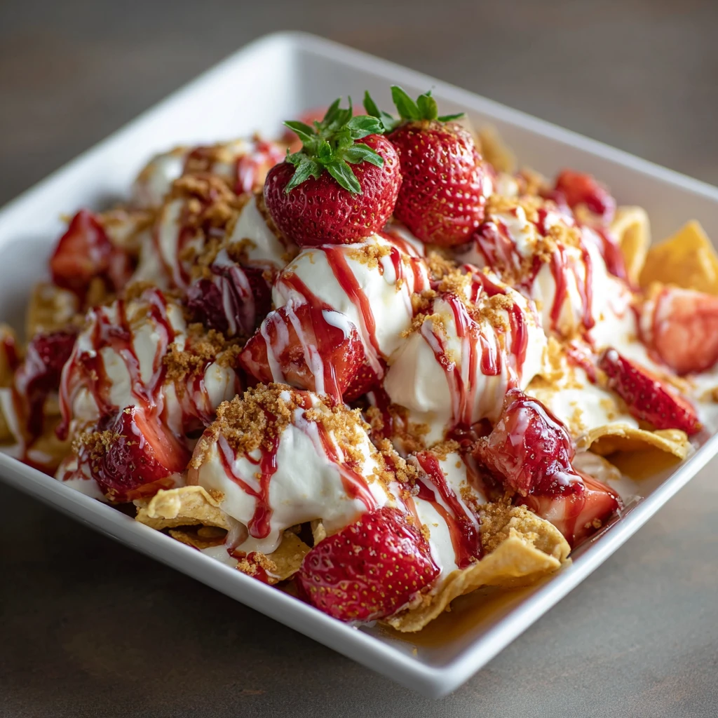 Sweet Strawberry Cheesecake Nachos