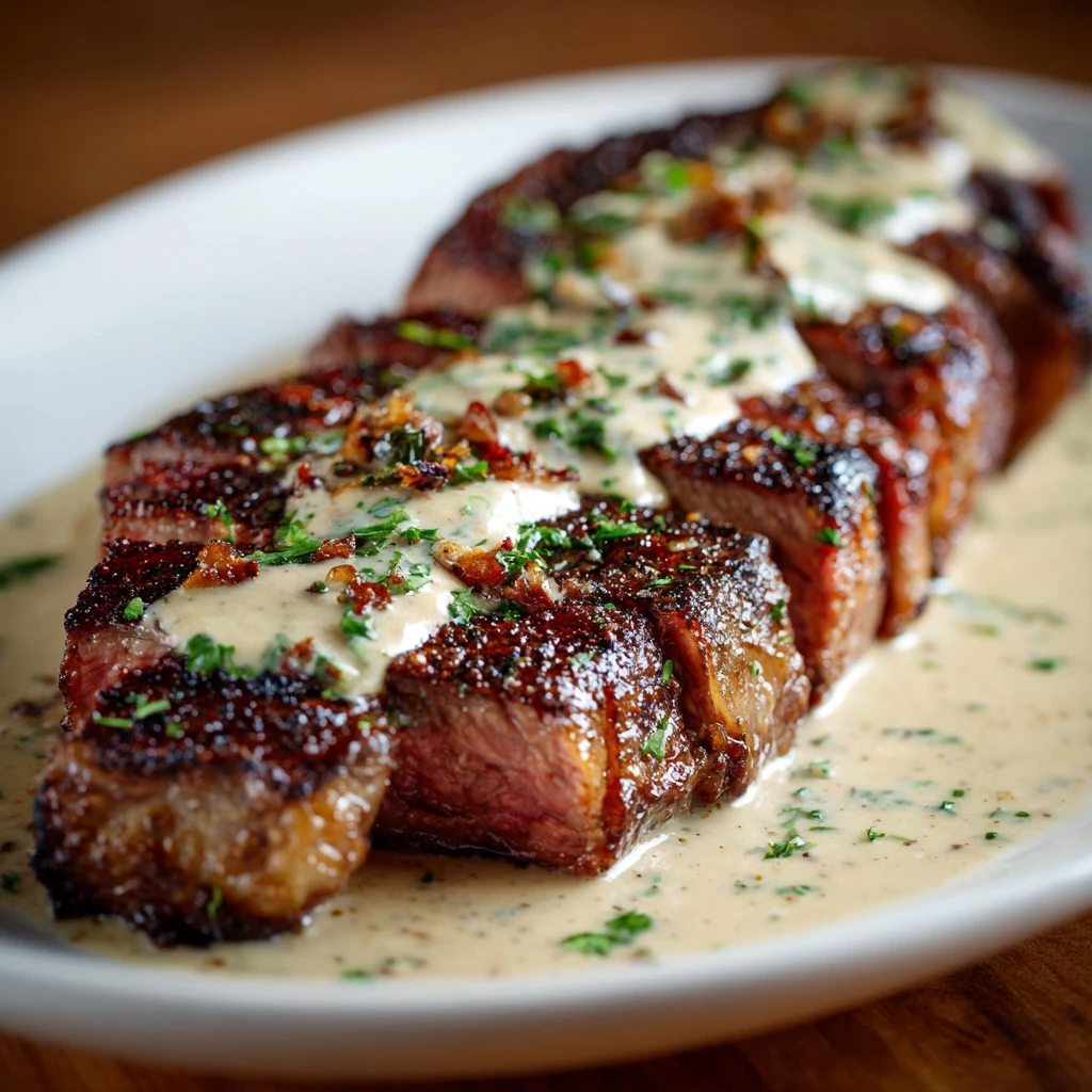 The Best Steak With Creamy Garlic Sauce