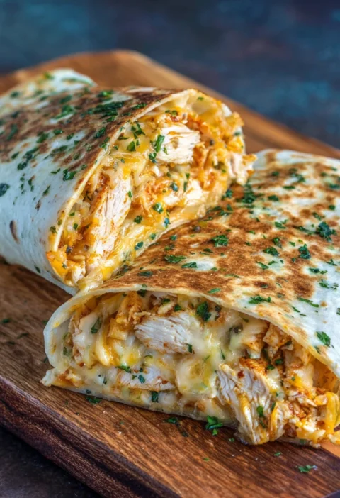 Cheesy Garlic Chicken Wraps Recipe