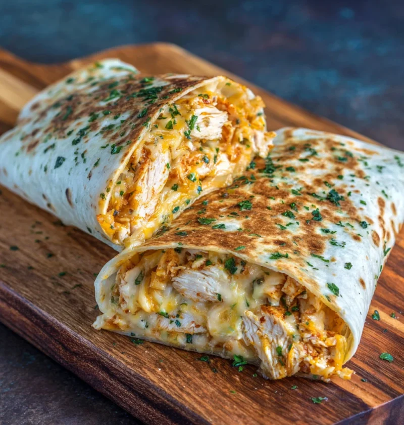 Cheesy Garlic Chicken Wraps Recipe