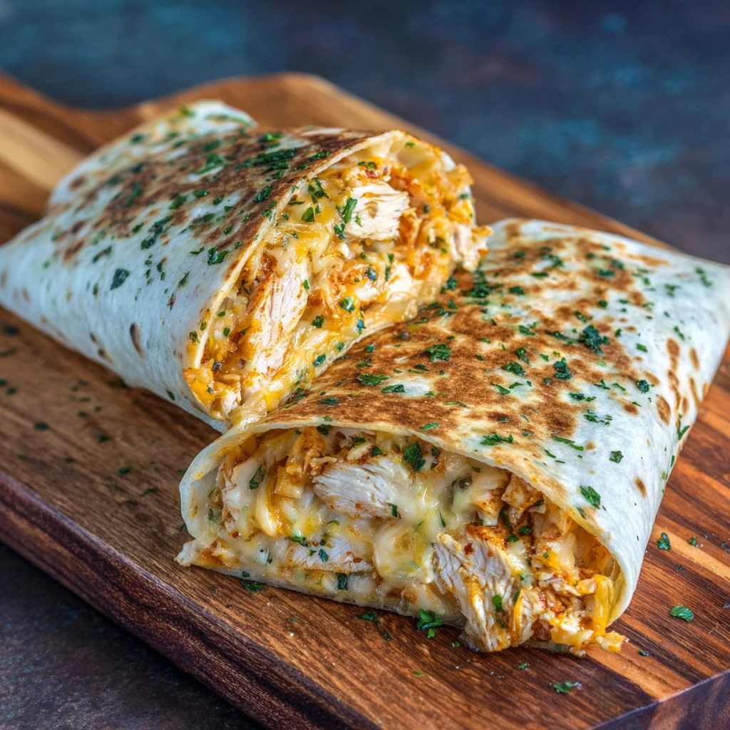 Cheesy Garlic Chicken Wraps Recipe