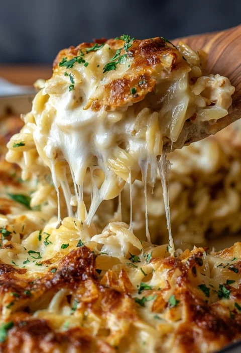 Creamy Caramelized Onion Chicken Orzo Bake Gruyre