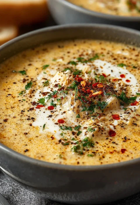 Creamy Chicken Pepper Soup Acini Pepe Parsley Cream