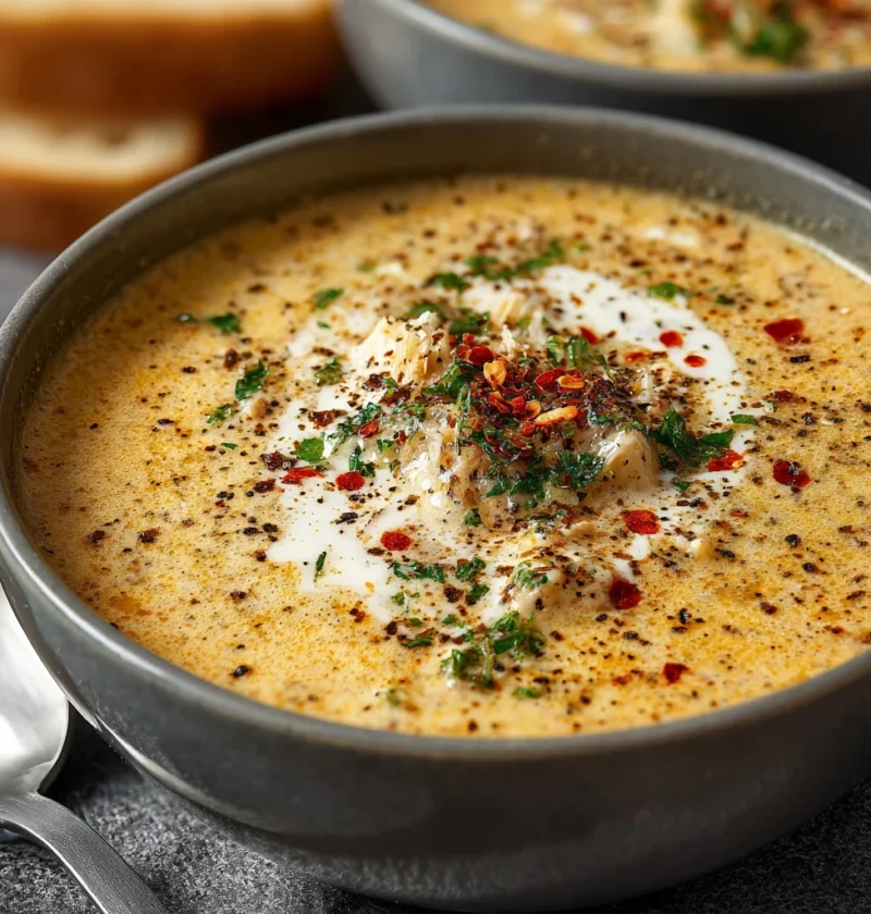 Creamy Chicken Pepper Soup Acini Pepe Parsley Cream