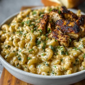 Creamy Jerk Chicken Pasta Bake with Cream Cheese & Scallions