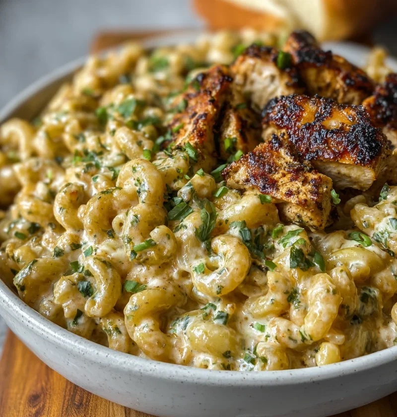 Creamy Jerk Chicken Pasta Bake Cream Cheese Scallions