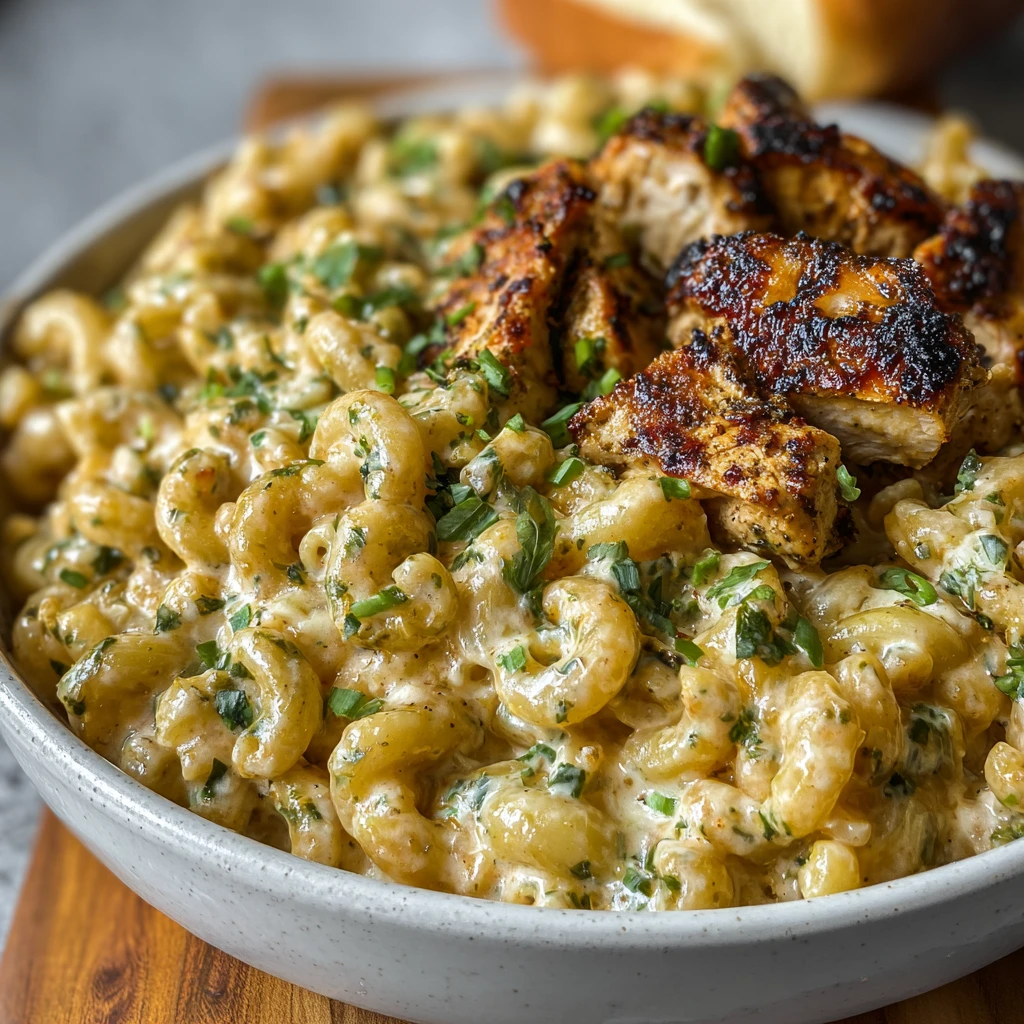 Creamy Jerk Chicken Pasta Bake with Cream Cheese & Scallions