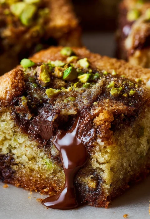 Pistachio Blondies Brown Butter