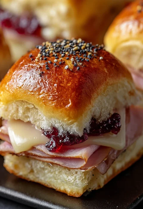 Ham Cranberry Sliders Melty Cheese