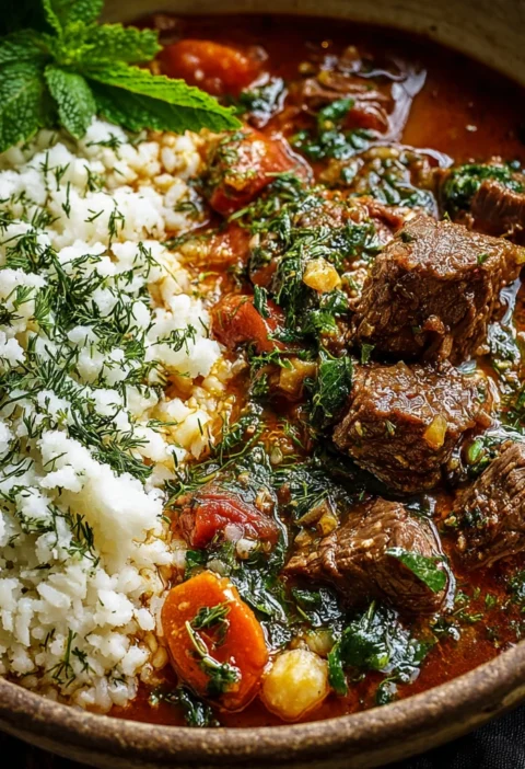 Lemon Herb Beef Stew Rice Cozy Citrusy Comfort