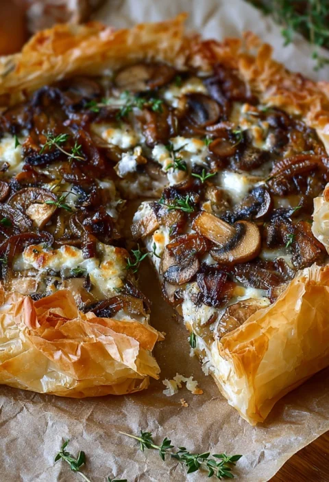 Mushroom Caramelized Onion Phyllo Tart Flaky Flavorpacked Vegetarian