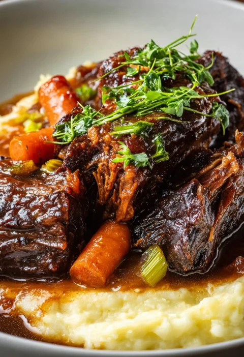 Ovenbraised Beef Chuck Leeks Carrots Herb Jus