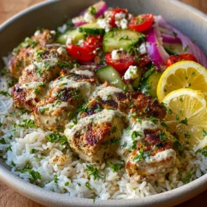 Sheet Pan Chicken Kebabs with Lemon Tahini Sauce and Feta Salad