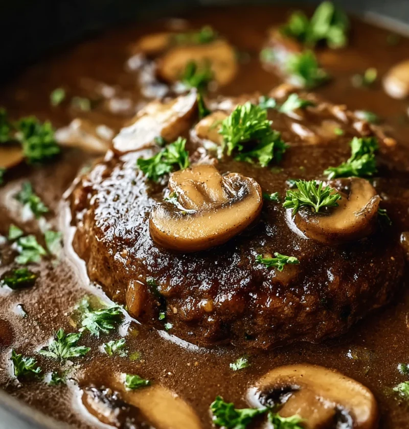 Slow Cooker Salisbury Steak Mushroom Gravy