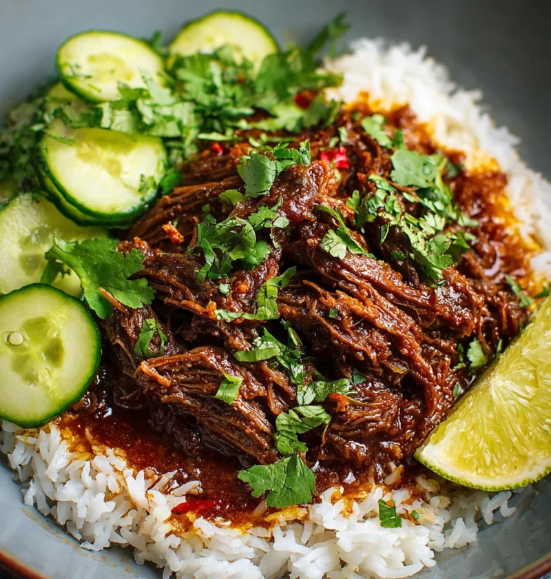 Spicy Coconut Curry Shredded Beef Fresh Cucumber Salad