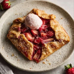 Buttery Rhubarb Strawberry Galette
