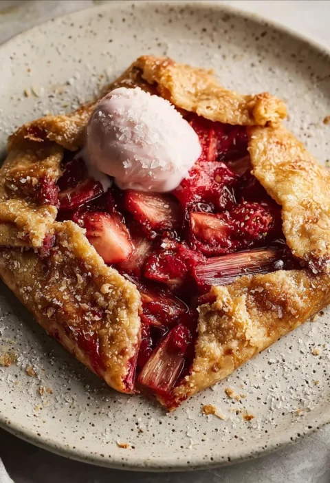 Buttery Rhubarb Strawberry Galette