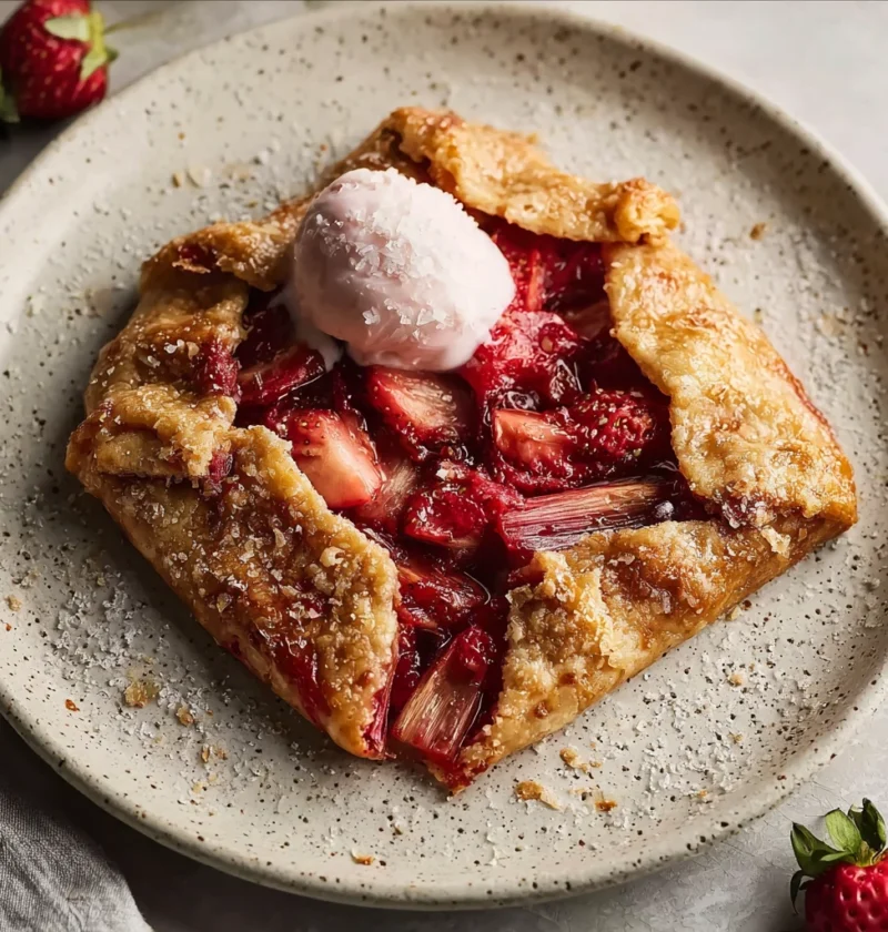 Buttery Rhubarb Strawberry Galette