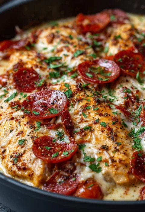 Creamy Pepperoni Chicken Skillet Recipe