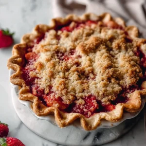 Delicious Strawberry Rhubarb Pie with Crumb Topping