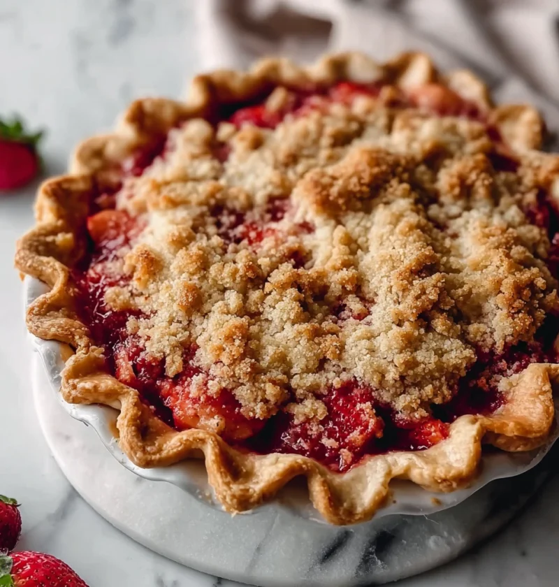Delicious Strawberry Rhubarb Pie Crumb Topping