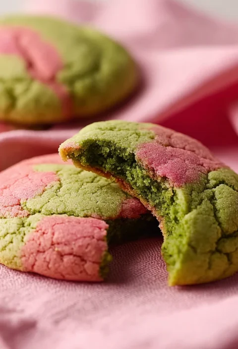 Soft Strawberry Matcha Cookies