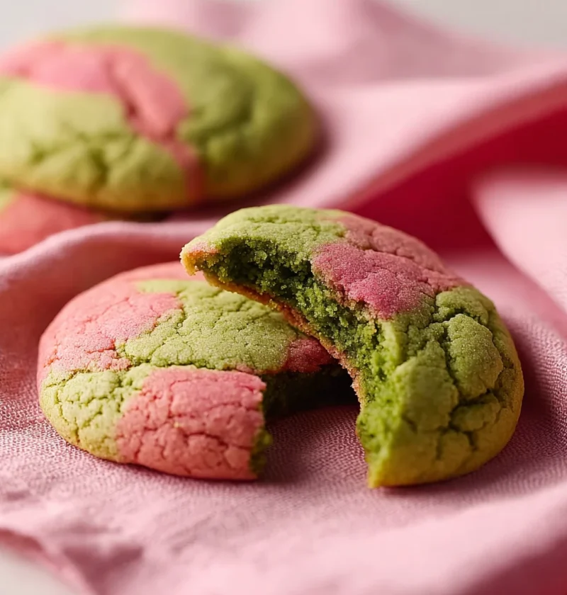 Soft Strawberry Matcha Cookies