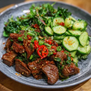 Spicy Keto Korean Beef Dish with Refreshing Salad