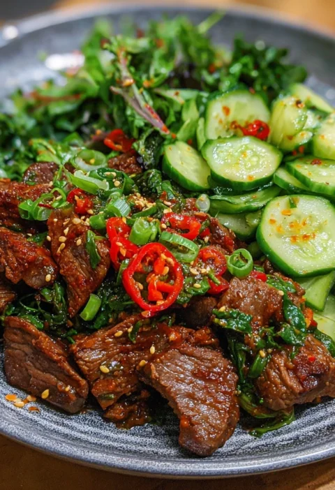 Spicy Keto Korean Beef Dish Refreshing Salad