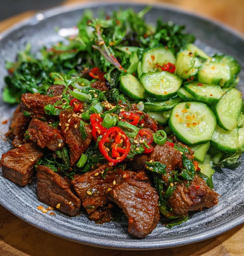 Spicy Keto Korean Beef Dish Refreshing Salad
