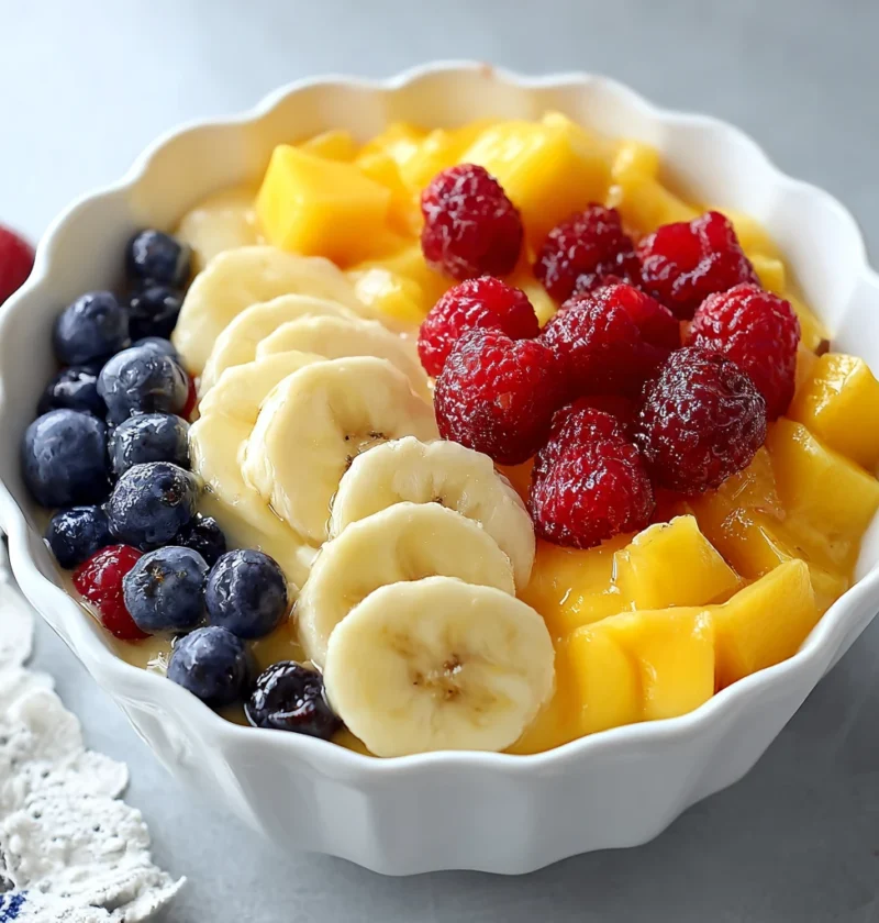 Vibrant Fruit Salad Vanilla Pudding Refreshing Delight