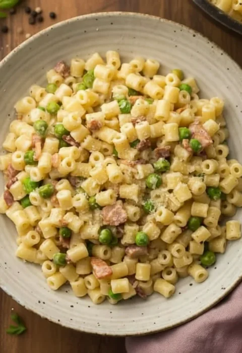 Ditalini Pasta with Bacon and Peas