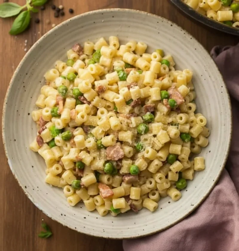 Ditalini Pasta with Bacon and Peas