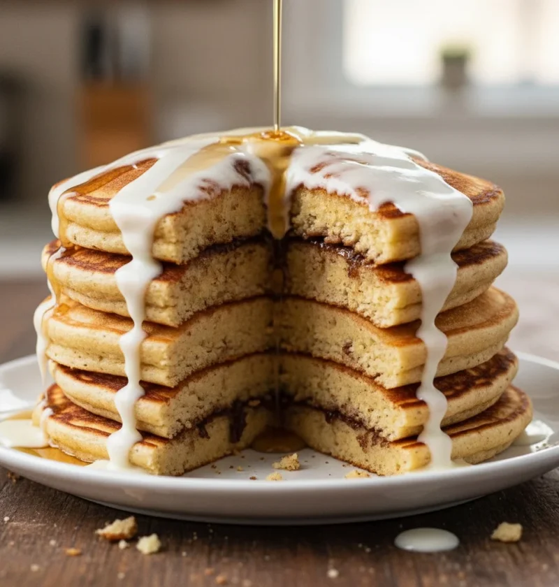 Easy Fluffy Cinnamon Roll Pancakes