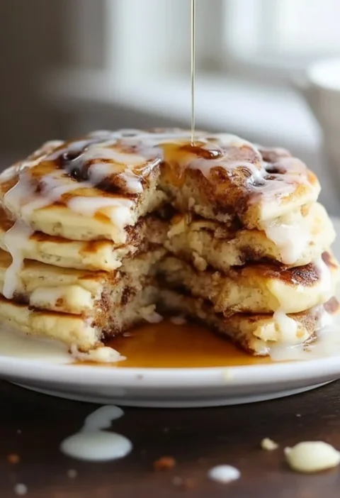 Easy Fluffy Cinnamon Roll Pancakes