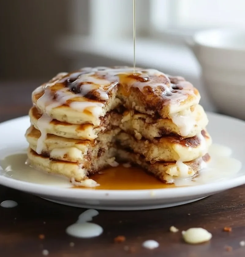 Easy Fluffy Cinnamon Roll Pancakes