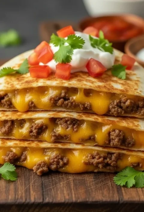 Low Calorie Cheeseburger Quesadilla