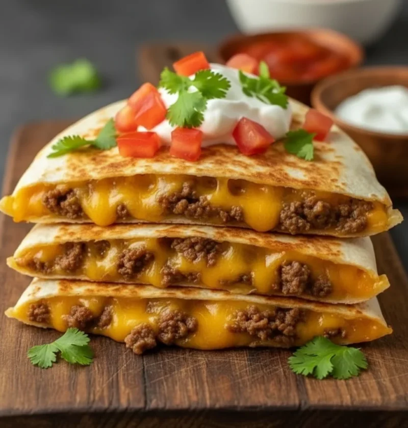 Low Calorie Cheeseburger Quesadilla